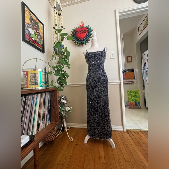 90s Vintage Lawrence Kazar Floor Length Beaded Gown - Picture 2 of 11